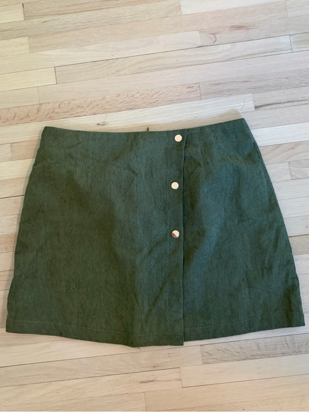 SHEIN Olive Green Mini Skirt with Front Buttons